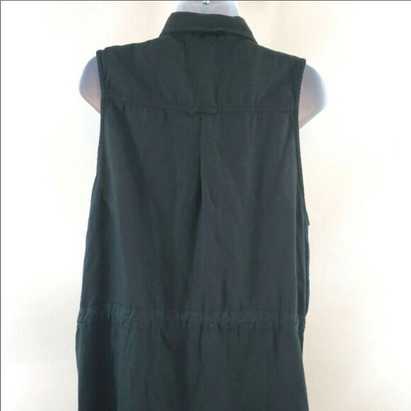 Free People Black Too Far Sleeveless Tunic Snap Front Cinched Waist Top Shirt XS - Picture 5 of 9